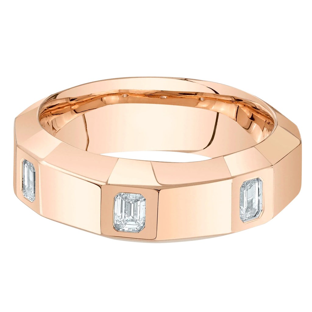 Emerald Cut Diamond Mens Wedding Ring Band 14K Rose Gold (0.44ct)