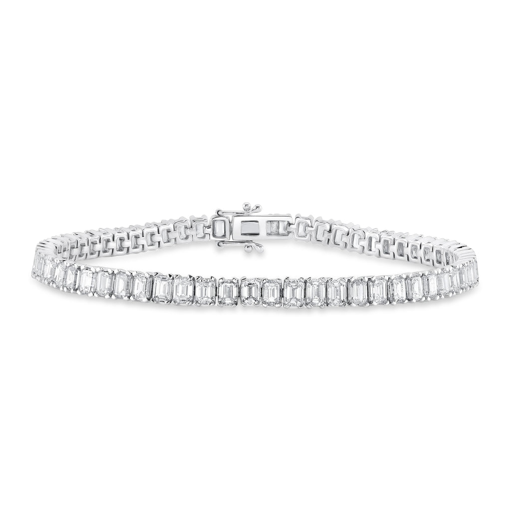 Emerald Cut Diamond Tennis Bracelet 14k White Gold (9.50ct)
