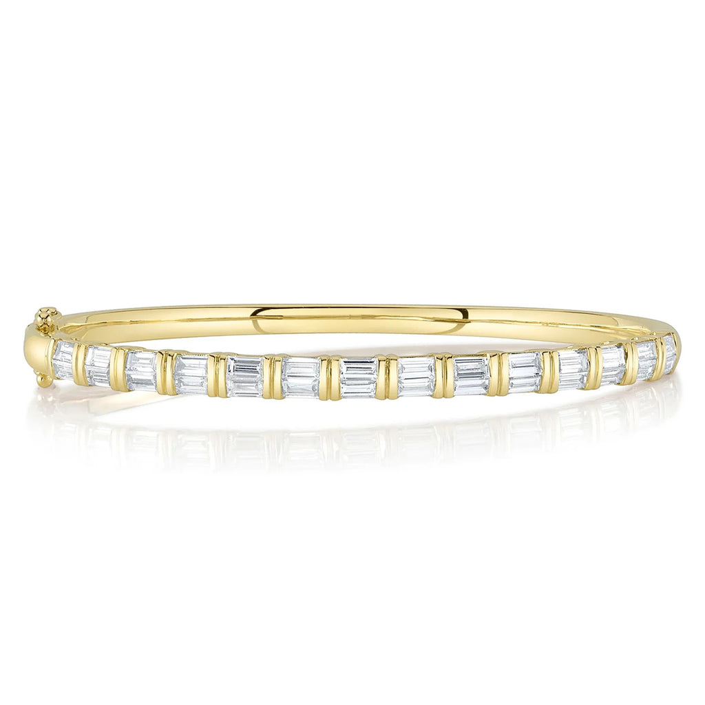 Baguette Lab Diamond Bangle Bracelet 14K Yellow Gold (2.34ct)