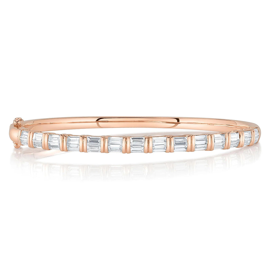Baguette Diamond Bangle Bracelet 14K Rose Gold (2.34ct)