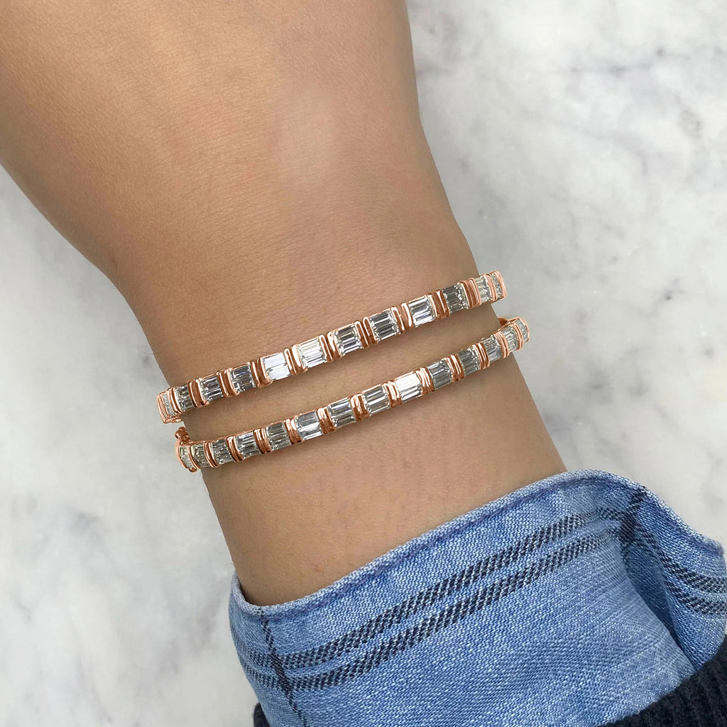 Baguette Diamond Bangle Bracelet 14K Rose Gold (2.34ct)