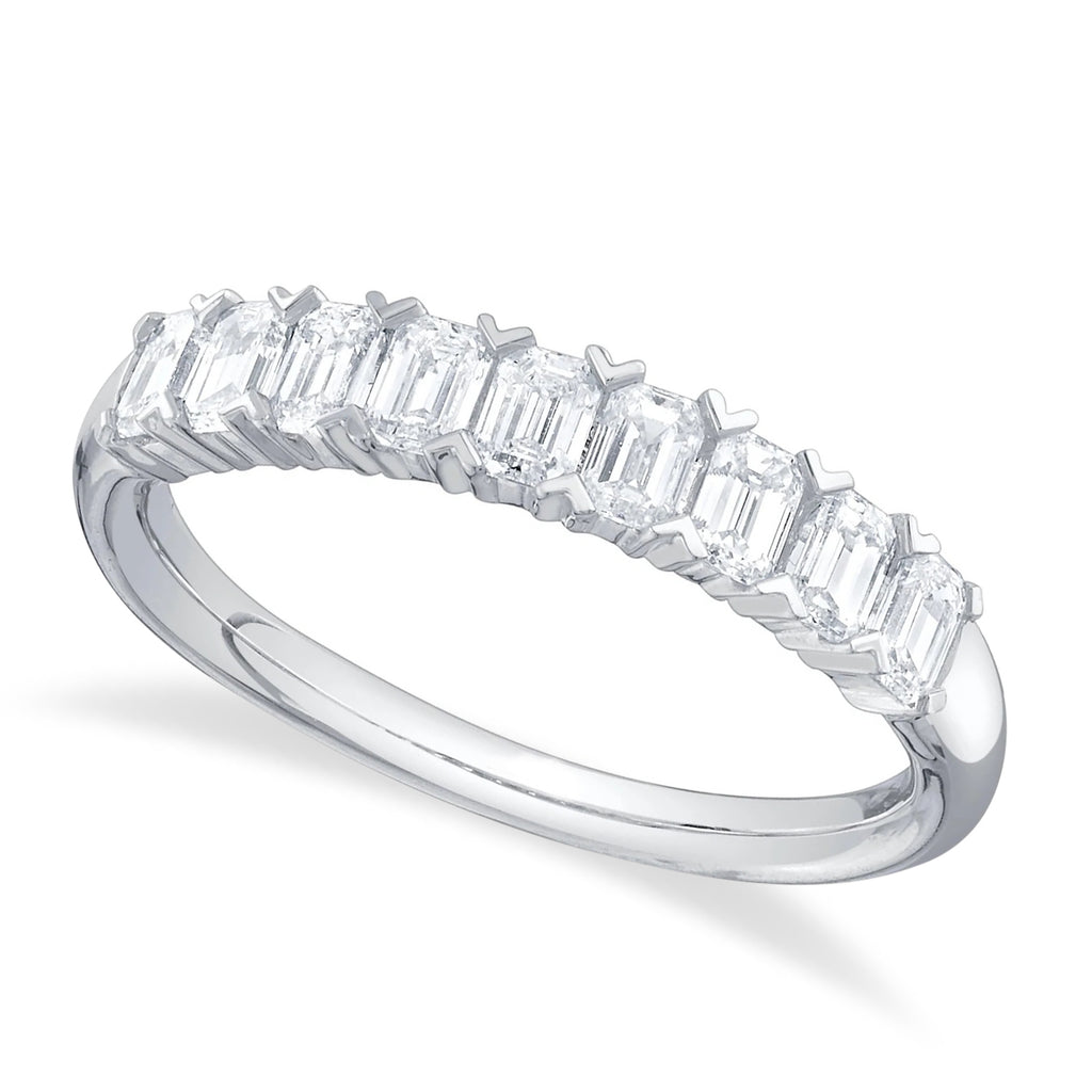 Emerald Cut Diamond Band Ring 14K White Gold (0.89ct)