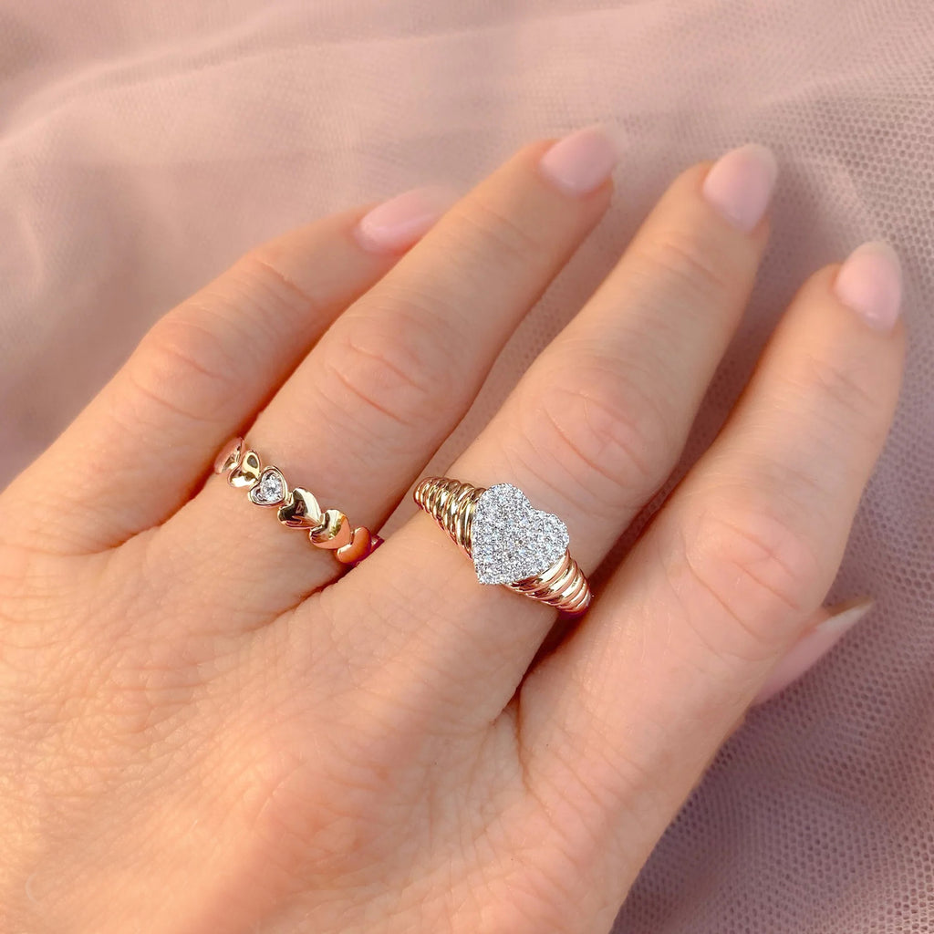 Diamond Heart Ring 14K Rose Gold (0.05ct)