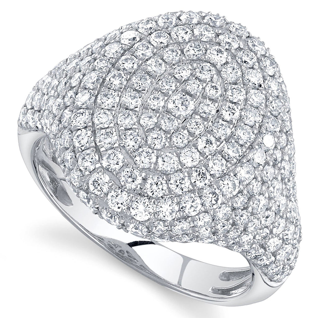 Diamond Pave Halo Cigar Cocktail Ring 14K White Gold (2.30ct)