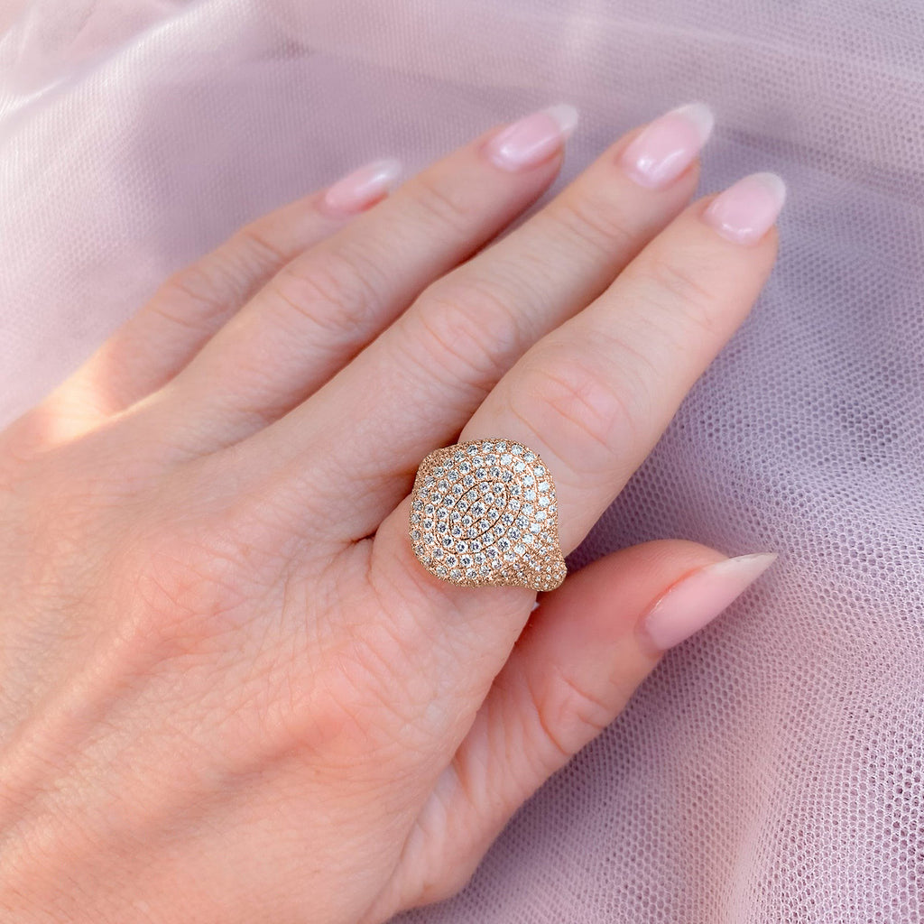 Lab-Grown Diamond Pave Halo Cigar Cocktail Ring 14K Rose Gold (2.30ct)