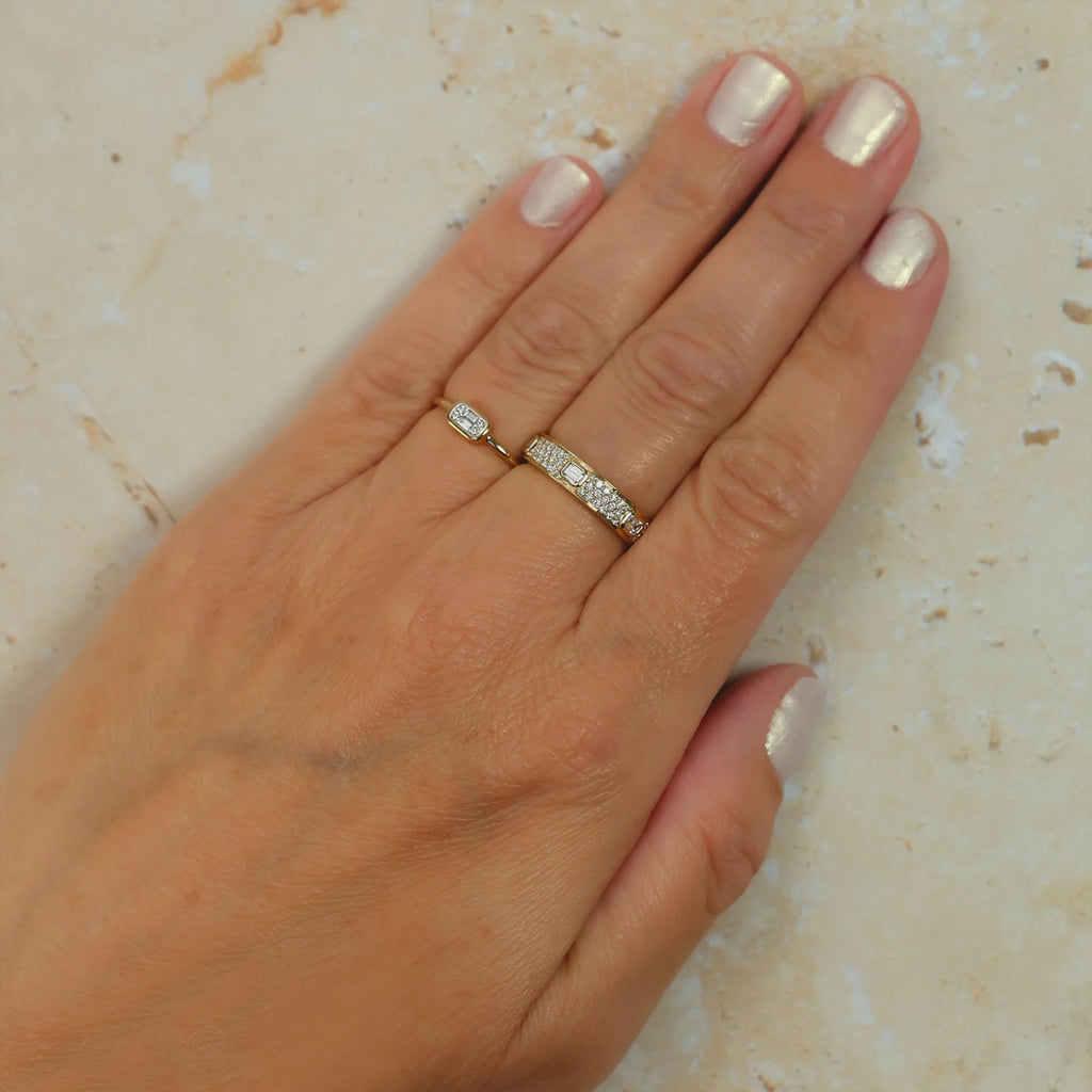 Emerald Cut Diamond Wedding Ring Band 14K Yellow Gold (.49ct)