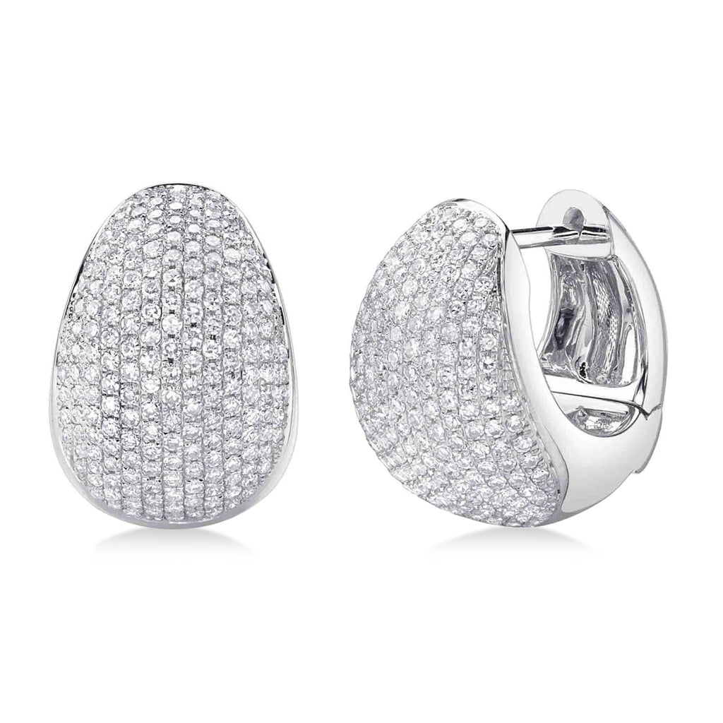 Diamond Huggie Chunky Earrings 14K White Gold (0.95ct)