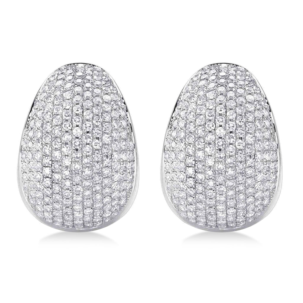 Diamond Huggie Chunky Earrings 14K White Gold (0.95ct)