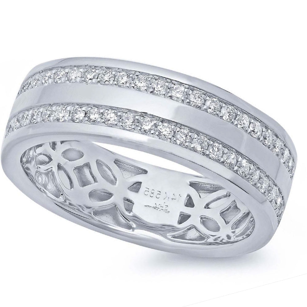 0.86ct 14k White Gold Diamond Men's Band Size 9