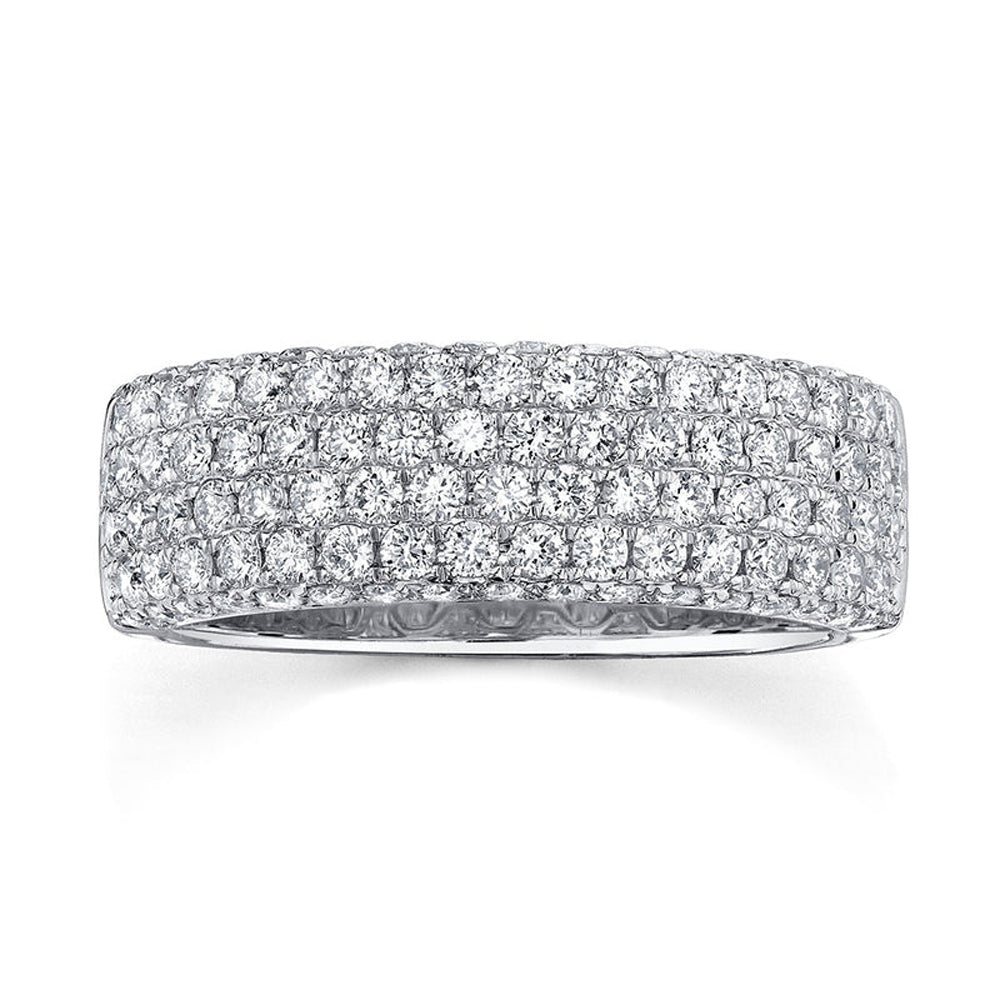 Diamond Pave Band Ring 14k White Gold (1.32ct)