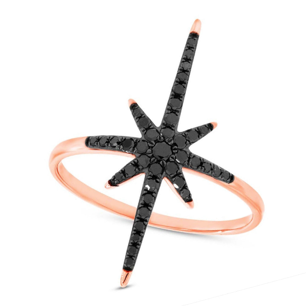 0.26ct 14k Rose Gold Black Diamond North Star Ring