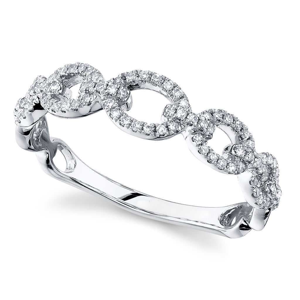 Diamond Pave Link Ring 14k White Gold (0.23ct)