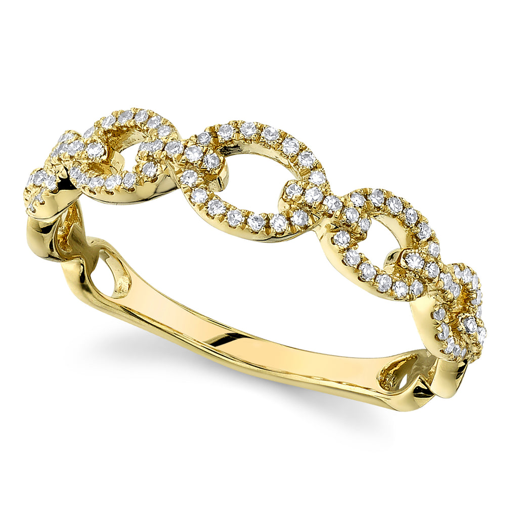 Diamond Pave Link Ring 14k Yellow Gold (0.23ct)