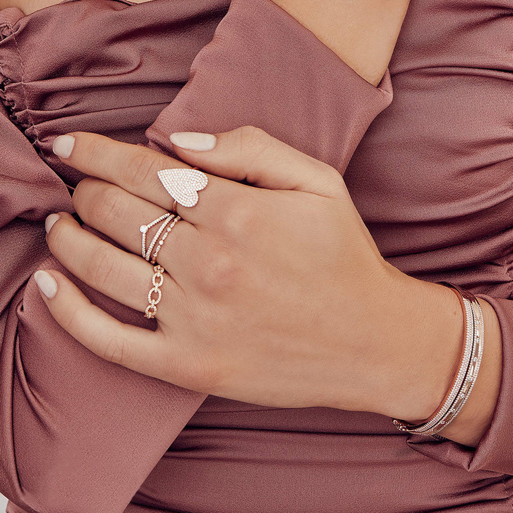Diamond Pave Link Ring 14k Rose Gold (0.23ct)