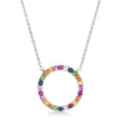 Multi-Colored Circle Gemstone Pendant necklace in 14K White Gold (0.29ct)
