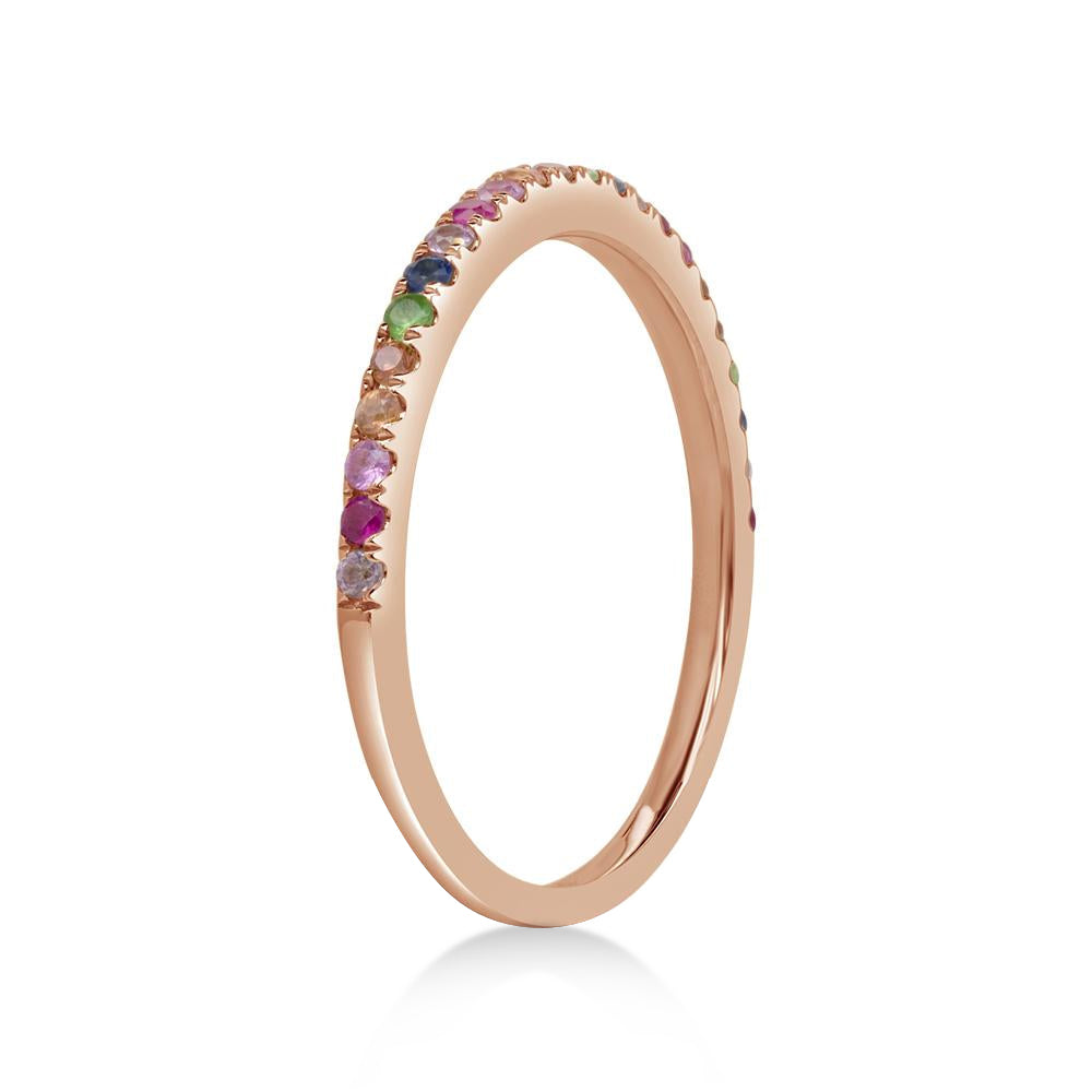 Multicolor Diamond Stackable Ring 14k Rose Gold (0.28ct)