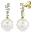 Diamond & Cultured Pearl Dangling Earrings 14K Yellow Gold (0.22ct)
