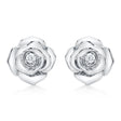 Diamond Flower Stud Earrings 14K White Gold (0.08ct)