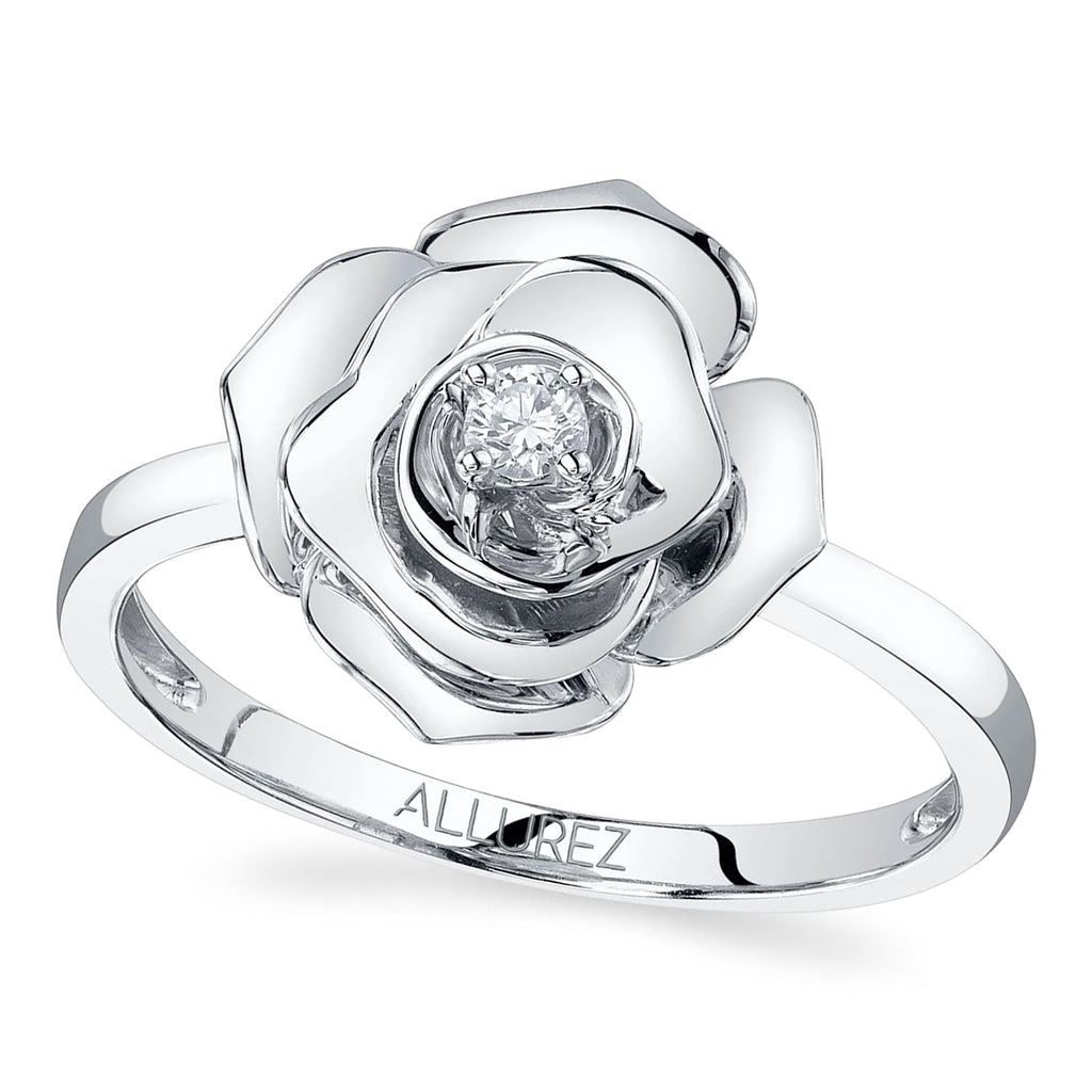 Diamond Flower Ladies Ring 14K White Gold (0.06ct)