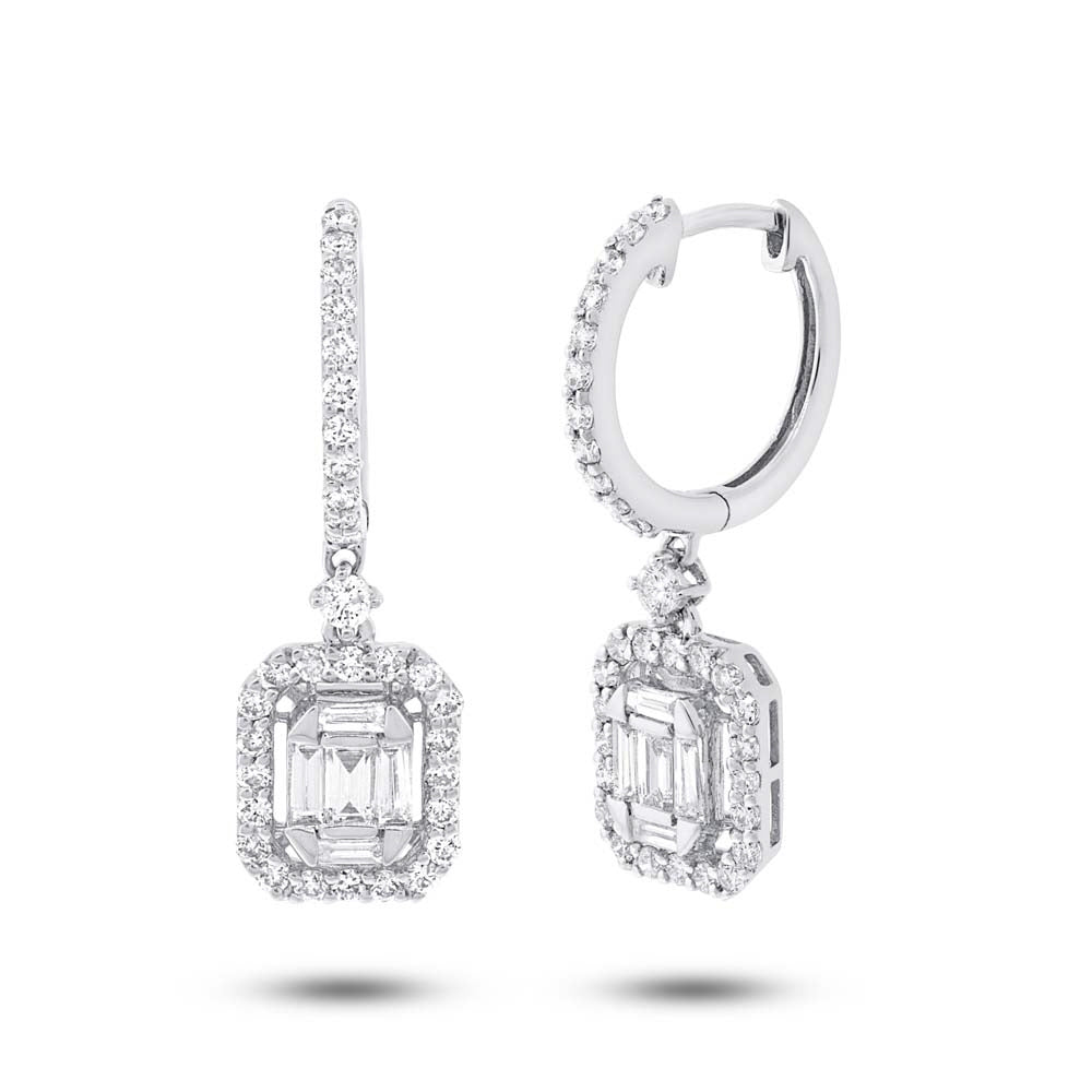 0.98ct 18k White Gold Diamond Baguette Earrings