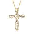 0.99ct 18k Yellow Gold Diamond Cross Pendant Necklace