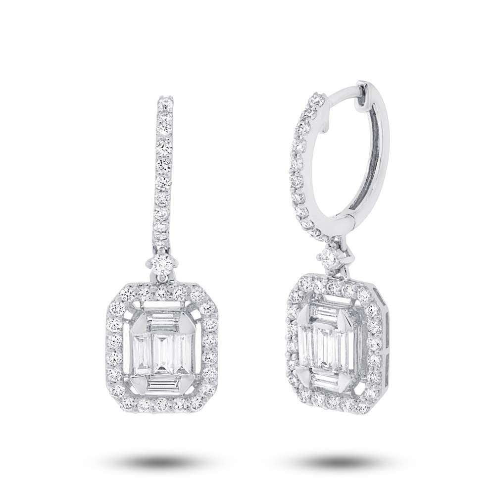 1.28ct 18k White Gold Diamond Baguette Earrings