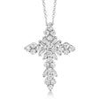 Diamond Baguette Cross Pendant Necklace 14k White Gold (0.60ct)