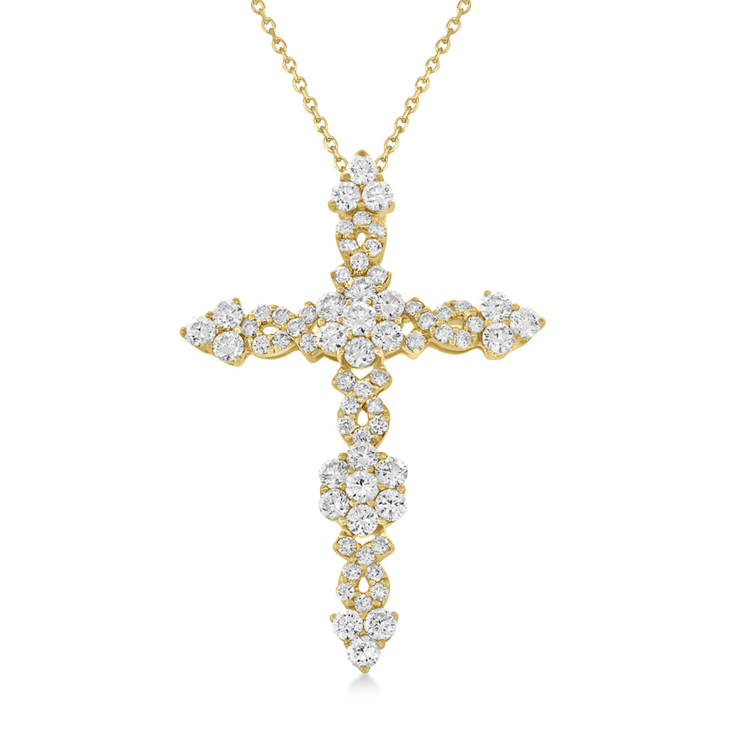 Diamond Cross Pendant Necklace 14k Yellow Gold (1.93ct)