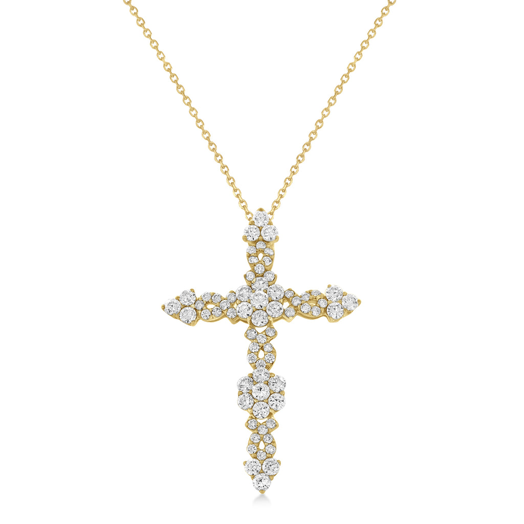 Diamond Cross Pendant Necklace 14k Yellow Gold (1.93ct)