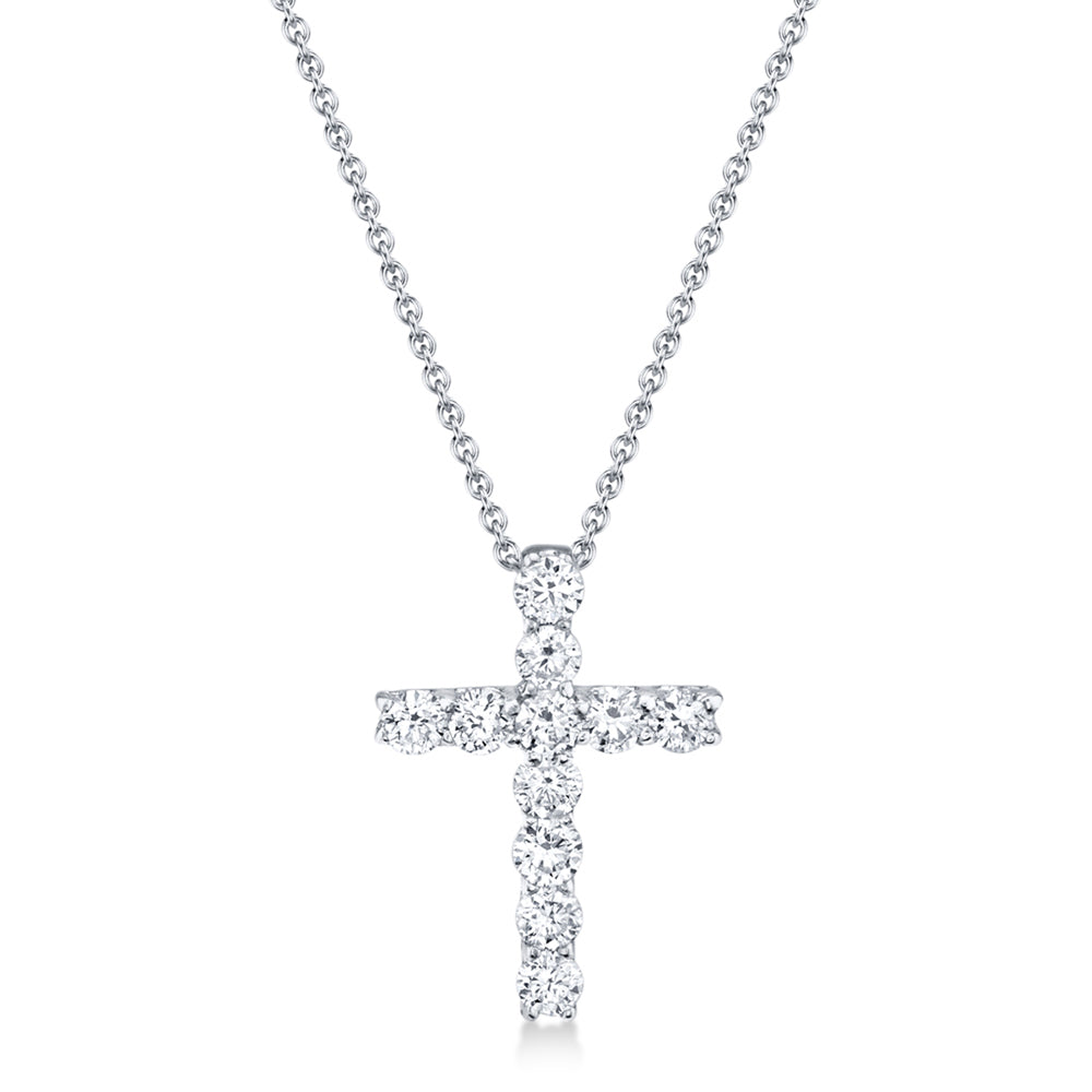 Diamond Prong Cross Pendant Necklace 14k White Gold (0.32ct)