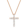Diamond Prong Cross Pendant Necklace 14k Rose Gold (0.32ct)