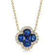 Diamond & Blue Sapphire Clover Pendant Necklace 14K Yellow Gold (1.30ct)