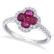 Diamond & Ruby Clover Ring 14K White Gold (1.23ct)