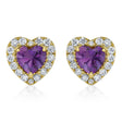 Heart Lab  Amethyst & Round Diamond Halo Stud Earrings 14K Yellow Gold (0.68ct)