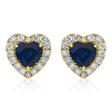 Heart Lab  Blue Sapphire & Round Diamond Halo Stud Earrings 14K Yellow Gold (0.68ct)