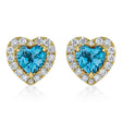 Heart Lab  Blue Topaz & Round Diamond Halo Stud Earrings 14K Yellow Gold (0.68ct)