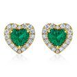 Heart Lab  Emerald & Round Diamond Halo Stud Earrings 14K Yellow Gold (0.68ct)