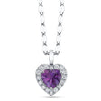Heart Lab  Amethyst & Round Diamond Halo Pendant Necklace 14K White Gold (0.74ct)