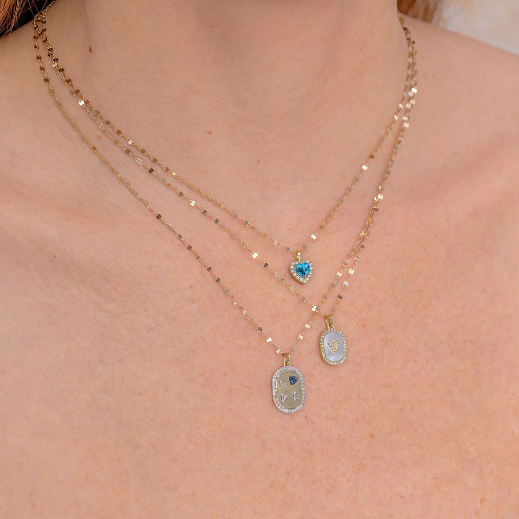 Heart Blue Topaz & Round Diamond Halo Pendant Necklace 14K Yellow Gold (0.74ct)