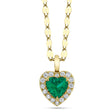 Heart Emerald & Round Diamond Halo Pendant Necklace 14K Yellow Gold (0.74ct)