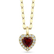 Heart Lab  Garnet & Round Diamond Halo Pendant Necklace 14K Yellow Gold (0.74ct)