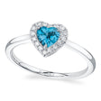 Heart Blue Topaz & Round Diamond Halo Cocktail Ring 14K White Gold (0.67ct)