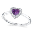 Heart Lab  Amethyst & Round Diamond Halo Cocktail Ring 14K White Gold (0.67ct)