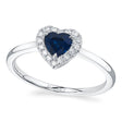 Heart Lab  Blue Sapphire & Round Diamond Halo Cocktail Ring 14K White Gold (0.67ct)