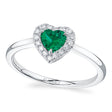 Heart Lab  Emerald & Round Diamond Halo Cocktail Ring 14K White Gold (0.67ct)