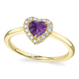 Heart Amethyst & Round Diamond Halo Cocktail Ring 14K Yellow Gold (0.67ct)