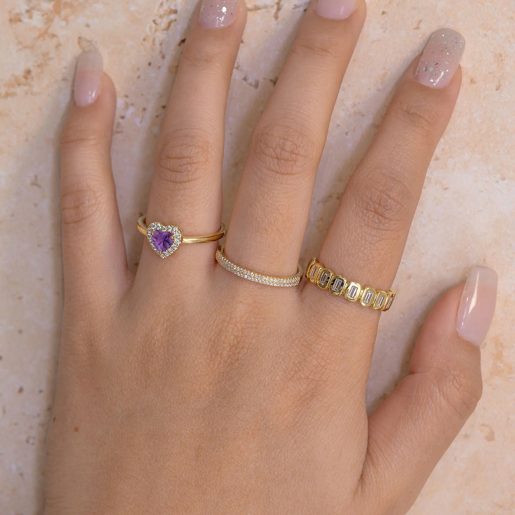 Heart Amethyst & Round Diamond Halo Cocktail Ring 14K Yellow Gold (0.67ct)