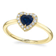 Heart Blue Sapphire & Round Diamond Halo Cocktail Ring 14K Yellow Gold (0.67ct)