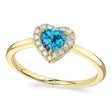 Heart Lab  Blue Topaz & Round Diamond Halo Cocktail Ring 14K Yellow Gold (0.67ct)
