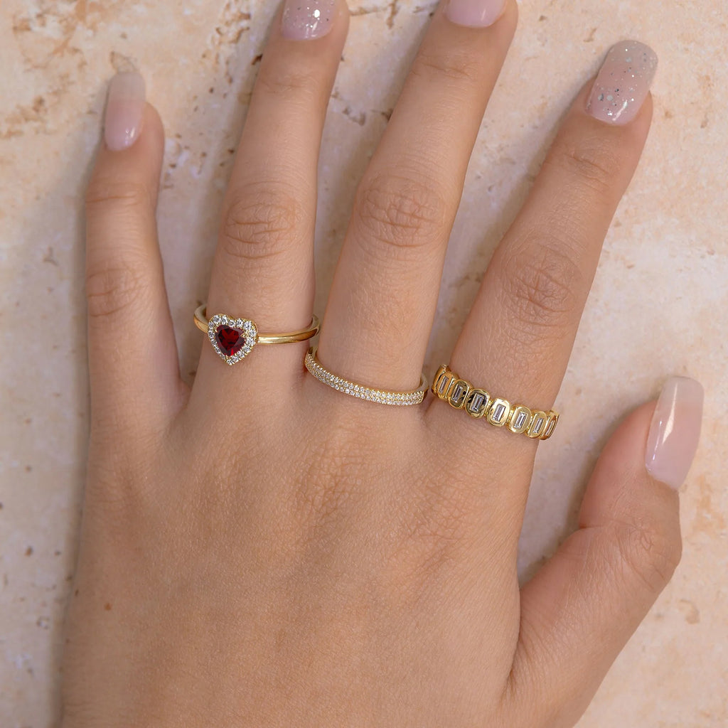 Heart Lab  Garnet & Round Diamond Halo Cocktail Ring 14K Yellow Gold (0.67ct)